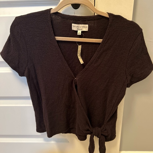 Madewell Black Texture and Thread Wrap Blouse - Picture 3 of 6